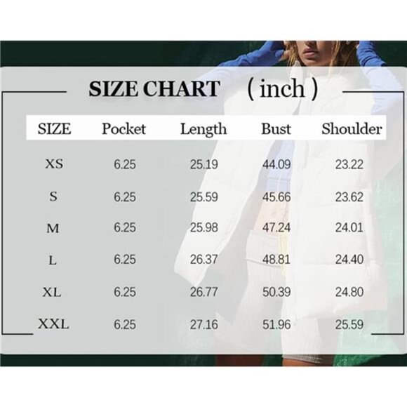 Songling Womens Oversized Puffer Vest Stand Collar Full Zip Sleeveless Bubble - Picture 6 of 7